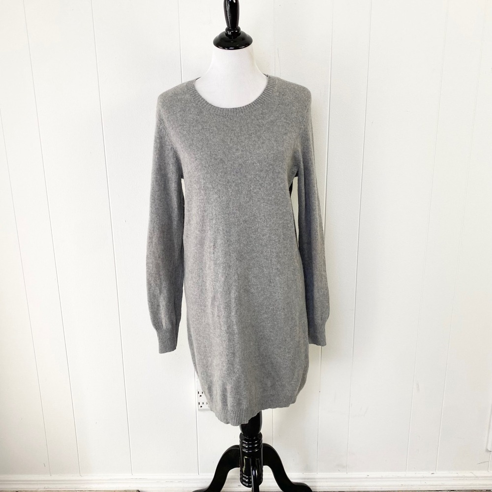 Polo Ralph Lauren Grey Merino Wool Cashmere Elbow Patch Sweater Dress Large